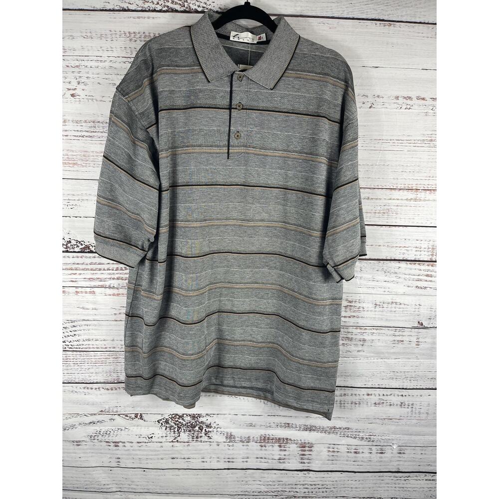 Haley Polo Shirt Men's SZ XL Gray Black Striped Short Sleeve USA Classic Casual